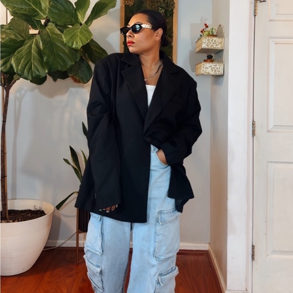 LONDON ROCK HAND PRESSED RHINESTONE OVERSIZED BOYFRIEND BLAZER SZ S/4 - Picture 6 of 11